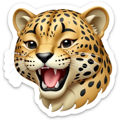 cinematic-realistic-yawning-young jaguar-portrait-emoji,-head-tilted-slightly-with-a-dramatic,-wide-open-yawn,-showcasing-a-lithe,-graceful-build-with-distinctive-rosette-patterns-and-sleepy,-half-closed-eyes,-simplified-yet-irresistibly-adorable, realistic sticker
