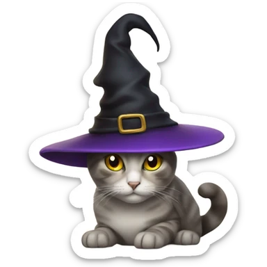 Cat with witches hat sticker