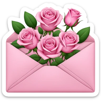 Envelope filled with pink roses  sticker