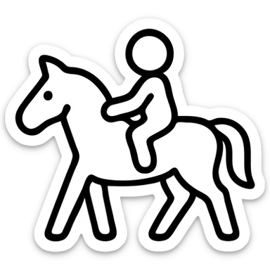 simple icon of a child riding a horse, clear lines, minimal details, suitable for an app icon sticker
