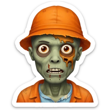 zombie black man in orange hats sticker