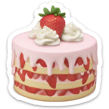 Light Pink strawberries and cream birthday cake  sticker
