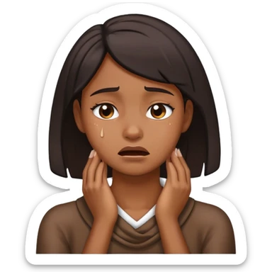 a black girl with her hands around her neck and crying sticker