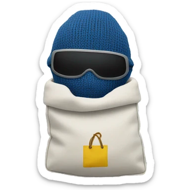 Ski mask holding bag sticker