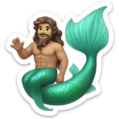 Male naiad with mermaid tail  sticker