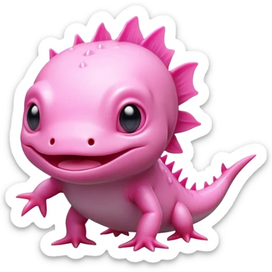 cinematic-[axolotl]-realistic-full-body-standing-emoji,-head-tilted-dramatically,-pink skin,-simplified-yet-realistic-focused-features,-highly-detailed,-glowing-with-an-almost-sarcastic-glow sticker