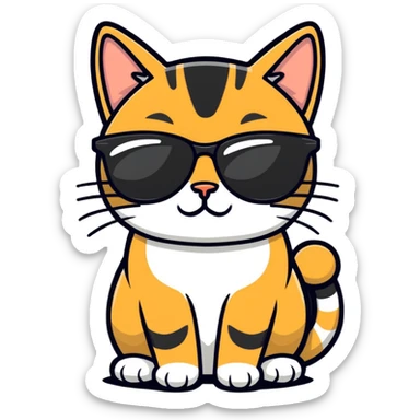 Tabby cat with sunglasses sticker