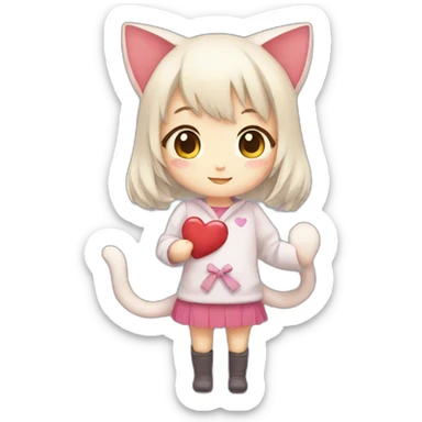 neko girl with heart sticker