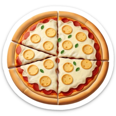 pizza with a lot of cheese and with camambert sticker
