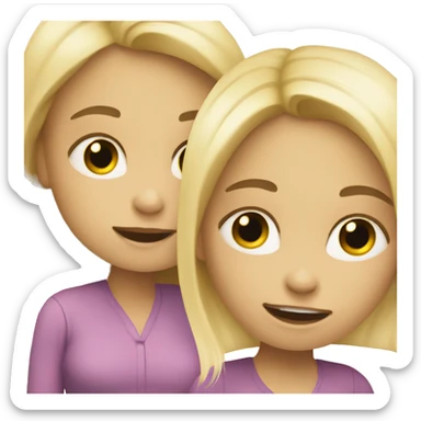 blonde women talking with blonde child  sticker