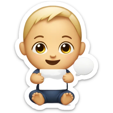 baby holding speechbubbles sticker