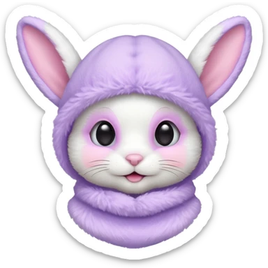 white baby bunny in a pastel lavender ski mask  sticker