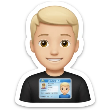 driving license of ipretty bratz emoji of a boy with a black tee sticker