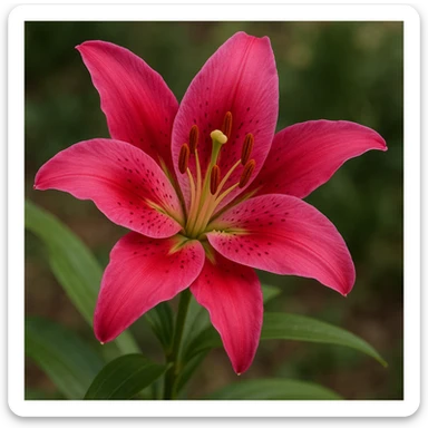 realistic style lily flower in vibrant pink color sticker