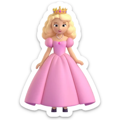 blonde Caucasian princess with voluminous light pink dress sticker