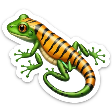 Frog with tiger body and scorpion tail and with mullet hairstyle sticker