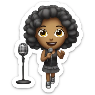 singing girl with microphone at concert sticker
