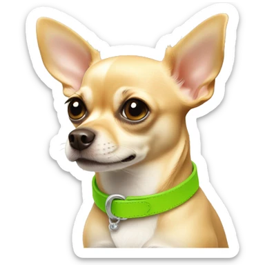 Tan chihuahua with lime green collar sticker