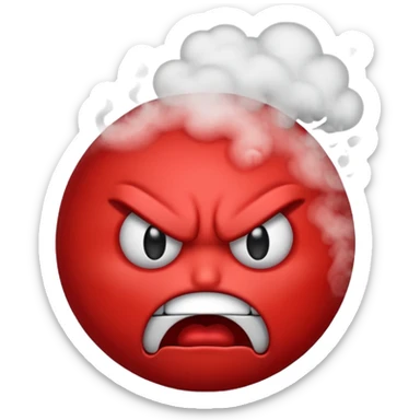 monochromatic red emoji face with angry expression and steam  sticker