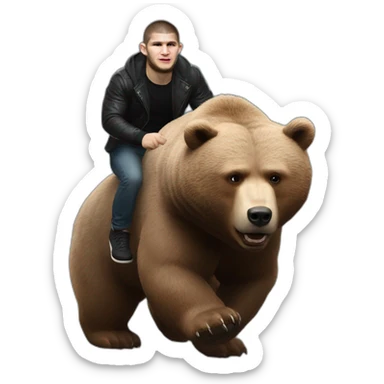 khabib nurmagomedov riding a bear Russia  sticker