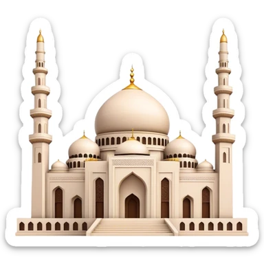 Cinematic Realistic Mohammad Al-Amin Mosque Landmark Emoji, showcasing the intricate architecture of the mosque rendered with rich textures and majestic, soft lighting. sticker