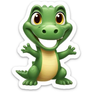 Tiny little Alligator waving goodbye surrounded by hearts sticker
