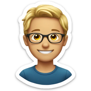 smiling boy with glasses indoors sticker