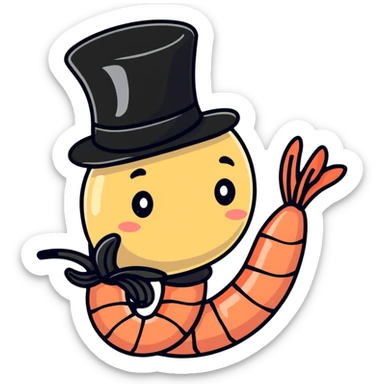shrimp wearing a top hat sticker