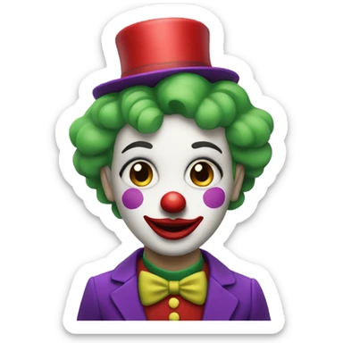 Clown with a purple suit with red lipstick and green hair  sticker