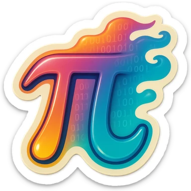  combine the π (pi) math symbol, binary code, and digital mist emerging from it. sticker