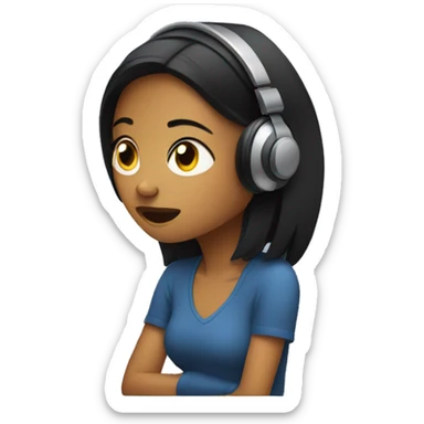 a girl listening to music being annoyed  sticker