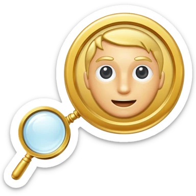 gold medal with magnifier on it sticker