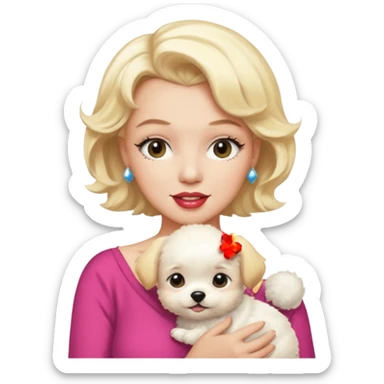 Marilyn Monroe, with cute dog sticker