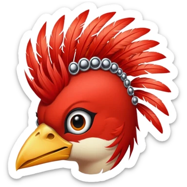 bird with piercings  and mohawk single vibrant colour  sticker