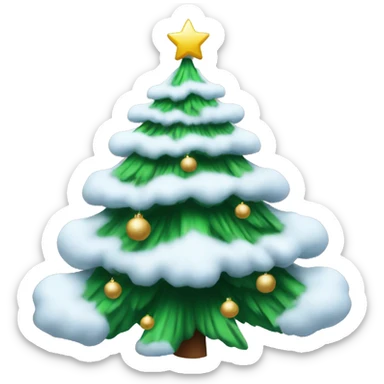 Christmas tree with snow on sticker
