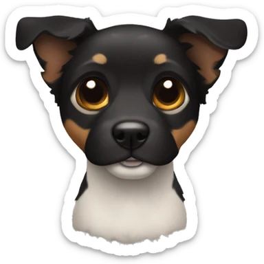 Perro pequeño negro con orejas peludas sticker
