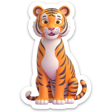 a tall tiger with a gentle smile, approachable and kind sticker