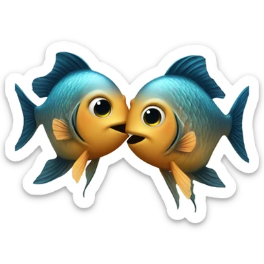 Two fish kiss each other  sticker