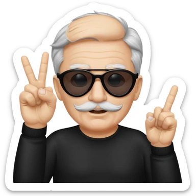 Some white old guy with a mask on and black shades with it also holding up the middle fingers sticker