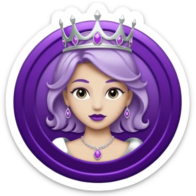 Purple shadow rose silver circle plaque with silver tiara sticker