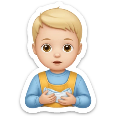 baby with bib sticker