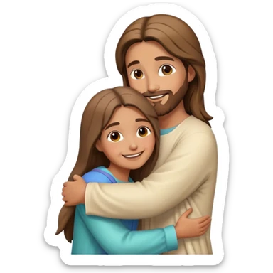 Jesus hugs a girl sticker
