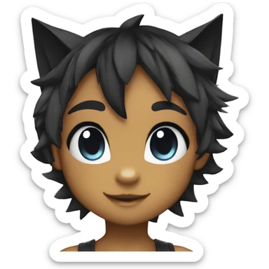 a anthro chibi-style black sparkle-Fakémon-hybrid full body sticker