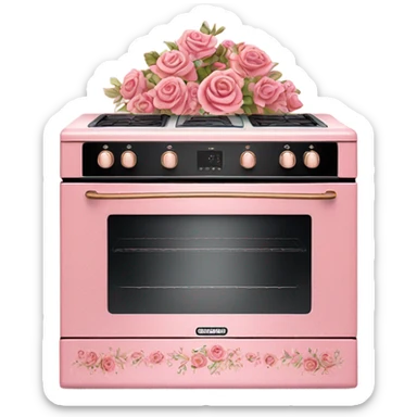 Rose-pink oven with decorated flowers and glitter  sticker