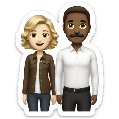 white brown hair black mustache gay couple sticker