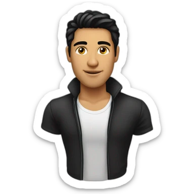 hombre, joven, moreno, cabello mediano, color negro sticker