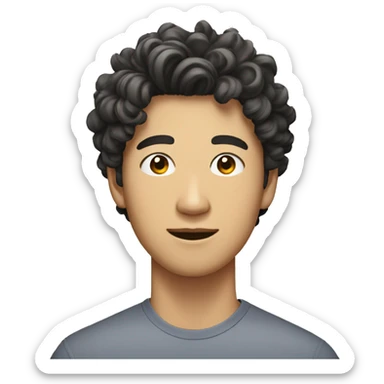 asian guy in his 20s with curly hair on one side sticker