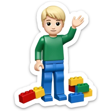 boy playing with legos full body sticker
