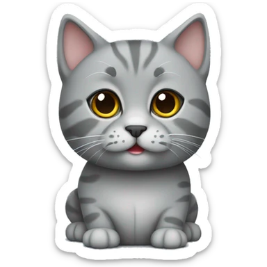 Cute grey Scottish cat sticker