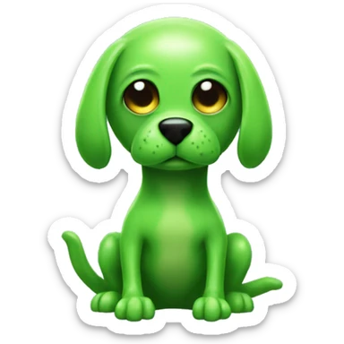 Green alien dog out of slime sticker
